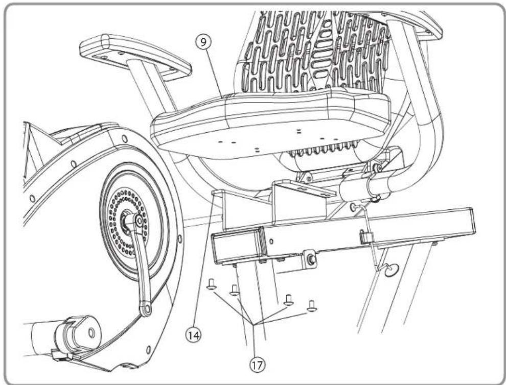 Technical diagram of a mechanical assembly with numbered components, likely an electric motor or stationary frame.