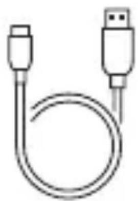 Line drawing of a USB cable with two connectors (no text or symbols)