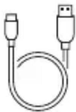 Line drawing of a USB cable with two connectors (no text or symbols)
