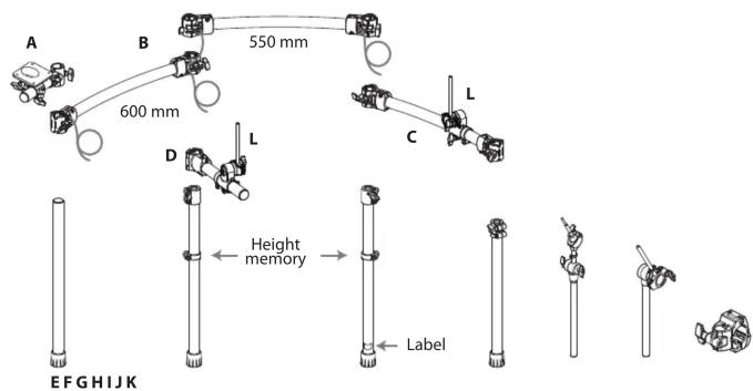 A B 550 mm 600 mm C L D L Height memory Label EFGHIJK