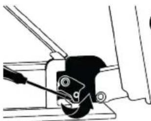 Mechanical assembly diagram showing a tool interacting with a mechanical component (no text or symbols visible)