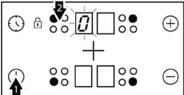 Diagram showing a basic electrical or logic symbol composition with clock, lock, and display units, plus and minus signs.