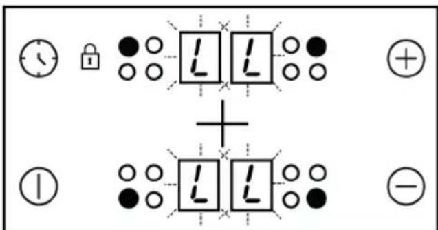 Diagram showing electrical circuit symbols with plus and minus signs, including clock, lock, and L/L components.