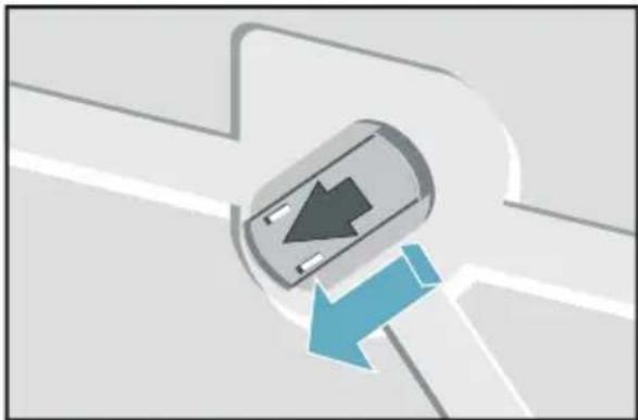 Diagram of a car with a blue arrow indicating direction, no text or symbols present.