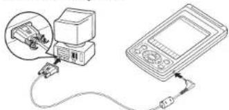 Line drawing of a device with cable and connector, showing a computer connected to a battery (no text or symbols present)