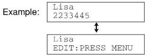 graph TD A["Example: Lisa\n2233445"] --> B[" Lisa\nEDIT: PRESS MENU"]