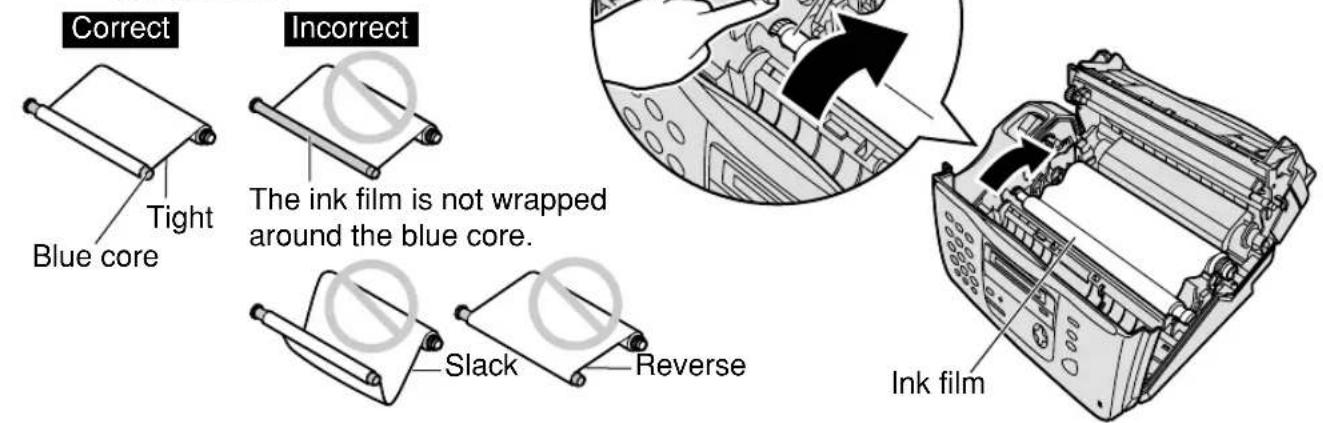 Correct Tight Blue core Incorrect The ink film is not wrapped around the blue core. Slack Reverse Ink film