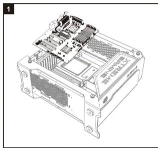 Technical line drawing of an electronic device chassis with internal components (no text or symbols visible)