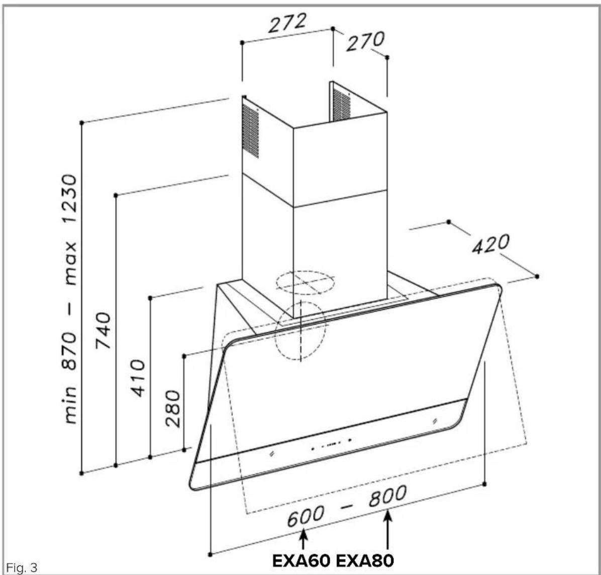 min 870 - max 1230 740 410 280 600 - 800 EXA60 EXA80 Fig. 3 272 270 420