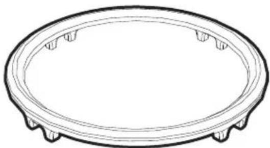 Line drawing of a circular plate with four side supports (no text or symbols).