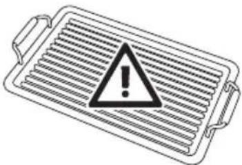 Warning symbol on a tray with a triangular warning triangle indicating hazard or caution.