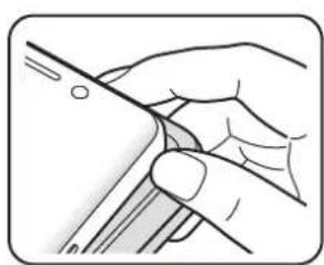 Illustration of a hand holding a pen or stylus.
