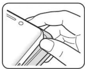 Illustration of a hand holding a pen or stylus, no text or symbols present