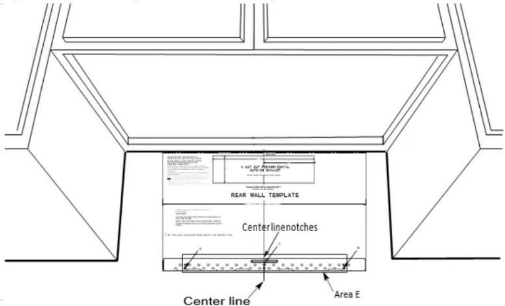 REAR WALL TEMPLATE Centerlinenotches Center line Area E