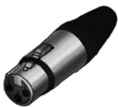 3D rendering of a metallic connector with black and silver casing (no text or symbols)