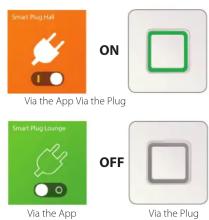 Smart Plug Hall ON Via the App Via the Plug Smart Plug Lounge OFF Via the App Via the Plug