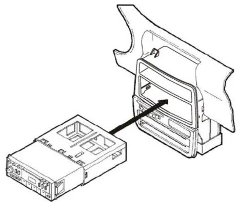 Technical line drawing showing a device with an internal component and a separate housing unit (no text or symbols)