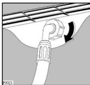 Diagram of a pipe joint with a curved arrow indicating direction (no text or symbols)