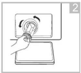 Hand holding a rotary knob on a tray, with no visible text or symbols