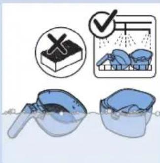 Illustration showing a checkmark over a surface with a checkmark and a magnified view of cleaning or cleaning steps.
