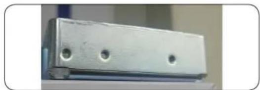 Metal mechanical component with three circular holes, no visible text or symbols