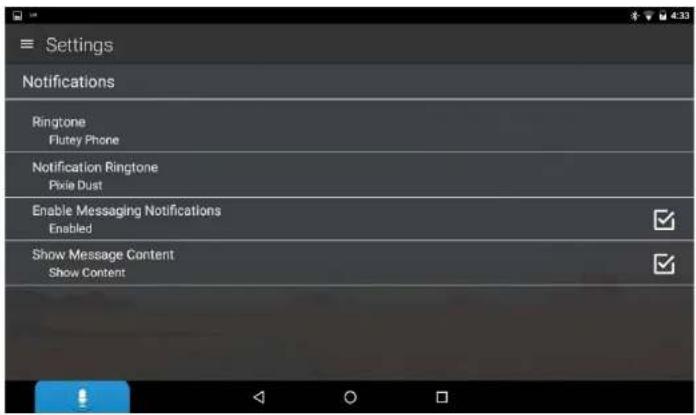 Settings Notifications Ringtone Flutey Phone Notification Ringtone Pixie Dust Enable Messaging Notifications Enabled Show Message Content Show Content