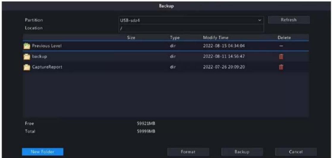 Backup Partition USB-sdz4 Location Size Type Modify Time Delete Previous Level Generation dir 2022-08-15 04:34:04 backup Generation dir 2022-08-11 14:56:47 CaptureReport Generation dir 2022-07-26 20:09:20 Free 59921MB Total 59999MB New Folder Format Backup Cancel