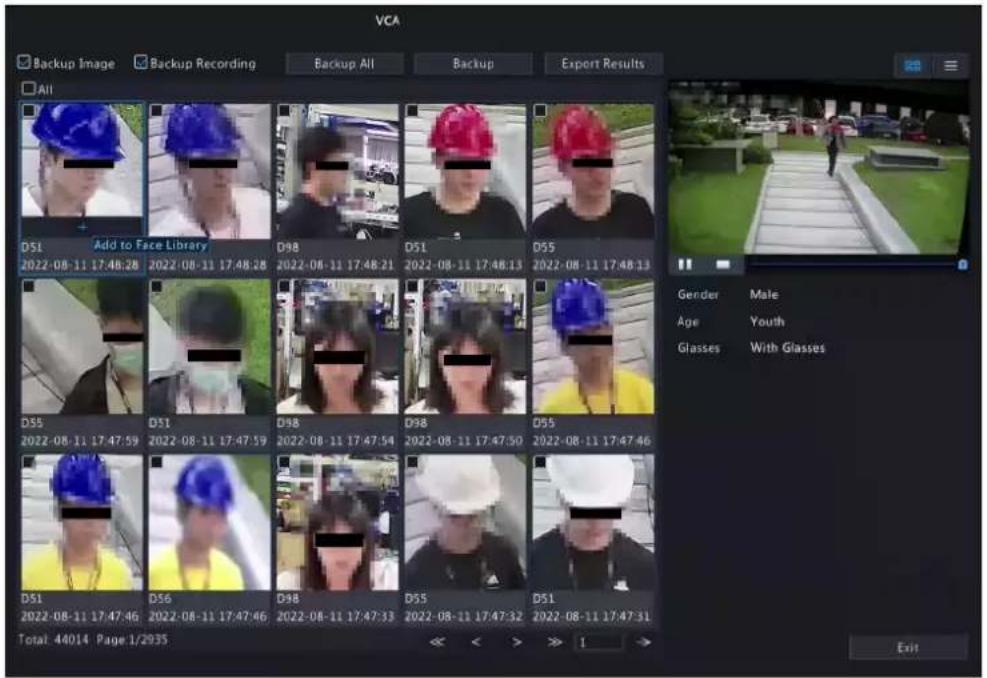 VCA Backup Image Backup Recording Backup All Backup Export Results All DS1 Add to Face Library D98 D51 D55 2022-08-11 17:46:28 2022-08-11 17:46:28 2022-08-11 17:46:21 2022-08-11 17:46:13 2022-08-11 17:46:13 Gender Male Age Youth Glasses With Glasses DS5 D51 D98 D98 D55 2022-08-11 17:47:59 2022-08-11 17:47:59 2022-08-11 17:47:54 2022-08-11 17:47:50 2022-08-11 17:47:46 DS1 DS6 D98 D55 D51 2022-08-11 17:47:46 2022-08-11 17:47:46 2022-08-11 17:47:33 2022-08-11 17:47:32 2022-08-11 17:47:31 Total: 44014 Page 1/2935 << >> 1 → Exit