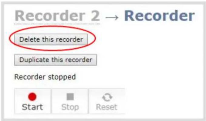 Recorder 2 → Recorder Delete this recorder Duplicate this recorder Recorder stopped Start Stop Reset