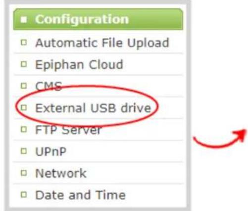 Configuration Automatic File Upload Epiphan Cloud CMS External USB drive FTP Server UPnP Network Date and Time