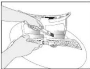 Illustration of hands using a tool to cut or spread a piece of paper.