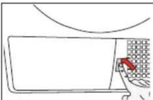 Simple line drawing of a door with a red arrow pointing to the interior, with no text or symbols.