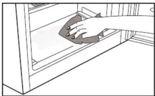 Line drawing of a hand cleaning a window with a cloth (no text or symbols)