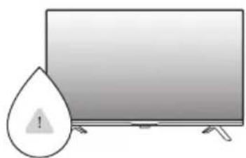 Illustration d'un téléviseur à écran plat avec une icône de goutte d'eau contenant un point d'exclamation (aucun texte ou symbole à l'écran)