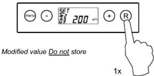 menu - SET 3/2 63 200 m³ + R Modified value Do not store 1x
