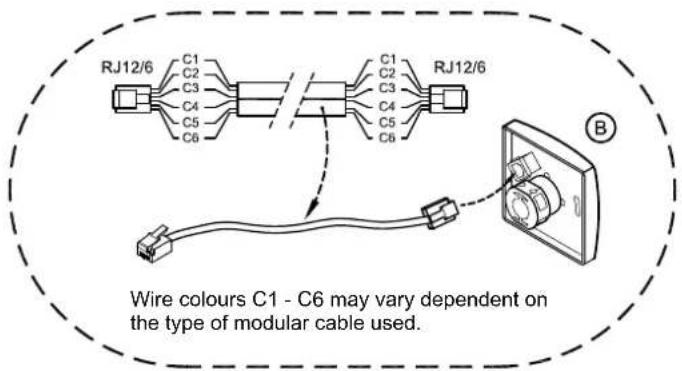 RJ12/6 C1 C2 C3 C4 C5 C6 C1 C2 C3 C4 C5 C6 RJ12/6 Wire colours C1 - C6 may vary dependent on the type of modular cable used.