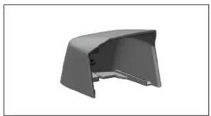 3D rendered image of a gray plastic component with a curved top and internal slot (no text or symbols)