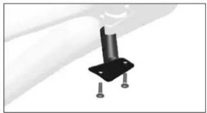 Mechanical support bracket with mounting holes and a curved surface (no text or symbols visible)