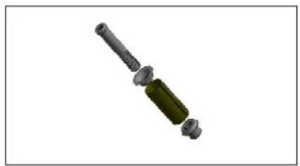 3D rendered mechanical component with cylindrical and segmented parts (no text or symbols)