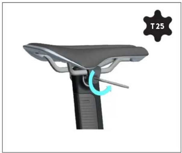 Close-up of a bicycle seat with a highlighted T25 component (no text or symbols on the diagram itself)