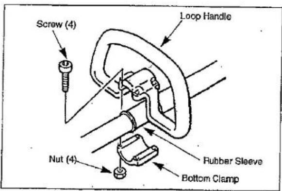 Screw (4) Loop Handle Nut (4) Rubber Sleeve Bottom Clamp