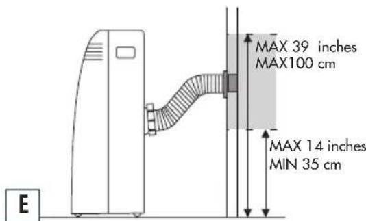 MAX 39 inches MAX100 cm MAX 14 inches MIN 35 cm E