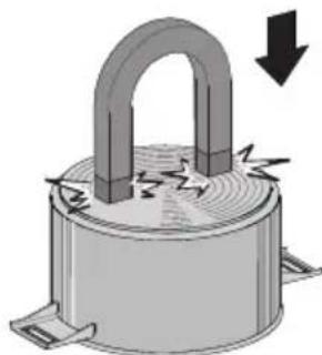 Illustration of a padlock with a curved handle and lightning bolts, no text or symbols present