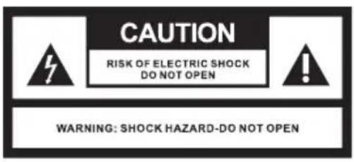 CAUTION RISK OF ELECTRIC SHOCK DO NOT OPEN WARNING: SHOCK HAZARD-DO NOT OPEN