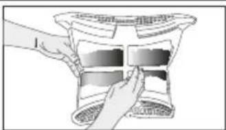Illustration of hands placing a rectangular object into a container.