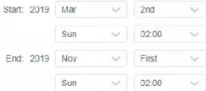 Start: 2019 Mar 2nd, Sun 02:00. End: 2019 Nov First, Sun 02:00