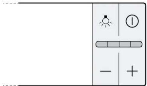 Diagram showing electrical switch symbols including a light bulb, one with a minus sign, and another with a plus sign.