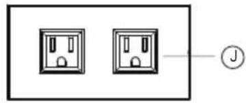 Two electrical socket symbols with a connection point labeled 'J' (no text or numbers present)