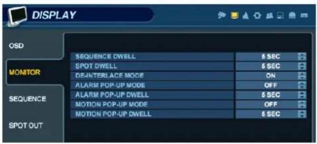 DISPLAY OSD MONITOR SEQUENCE DWELL SPOT DWELL DE-INTERLACE MODE ALARM POP-UP MODE ALARM POP-UP DWELL MOTION POP-UP MODE MOTION POP-UP DWELL 5 SEC 5 SEC ON OFF 5 SEC OFF 5 SEC 5 SEC 5 SEC 5 SEC 5 SEC 5 SEC 5 SEC 5 SEC 5 SEC 5 SEC 5 SEC 5 SEC 5 SEC 5 SEC 5 SEC 5 SEC 5 SEC 5 SEC 5 SEC 5 SEC 5 SEC 5 SEC 5 SEC 5 SEC 5 SEC 5 SEC 5 SEC 5 SEC 5 SEC 5 SEC 5 SEC 5 SEC 5 SEC 5 SEC