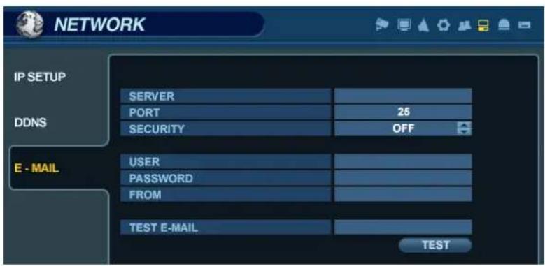 NETWORK IP SETUP SERVER PORT 25 DDNS SECURITY OFF E - MAIL USER PASSWORD FROM TEST E-MAIL TEST